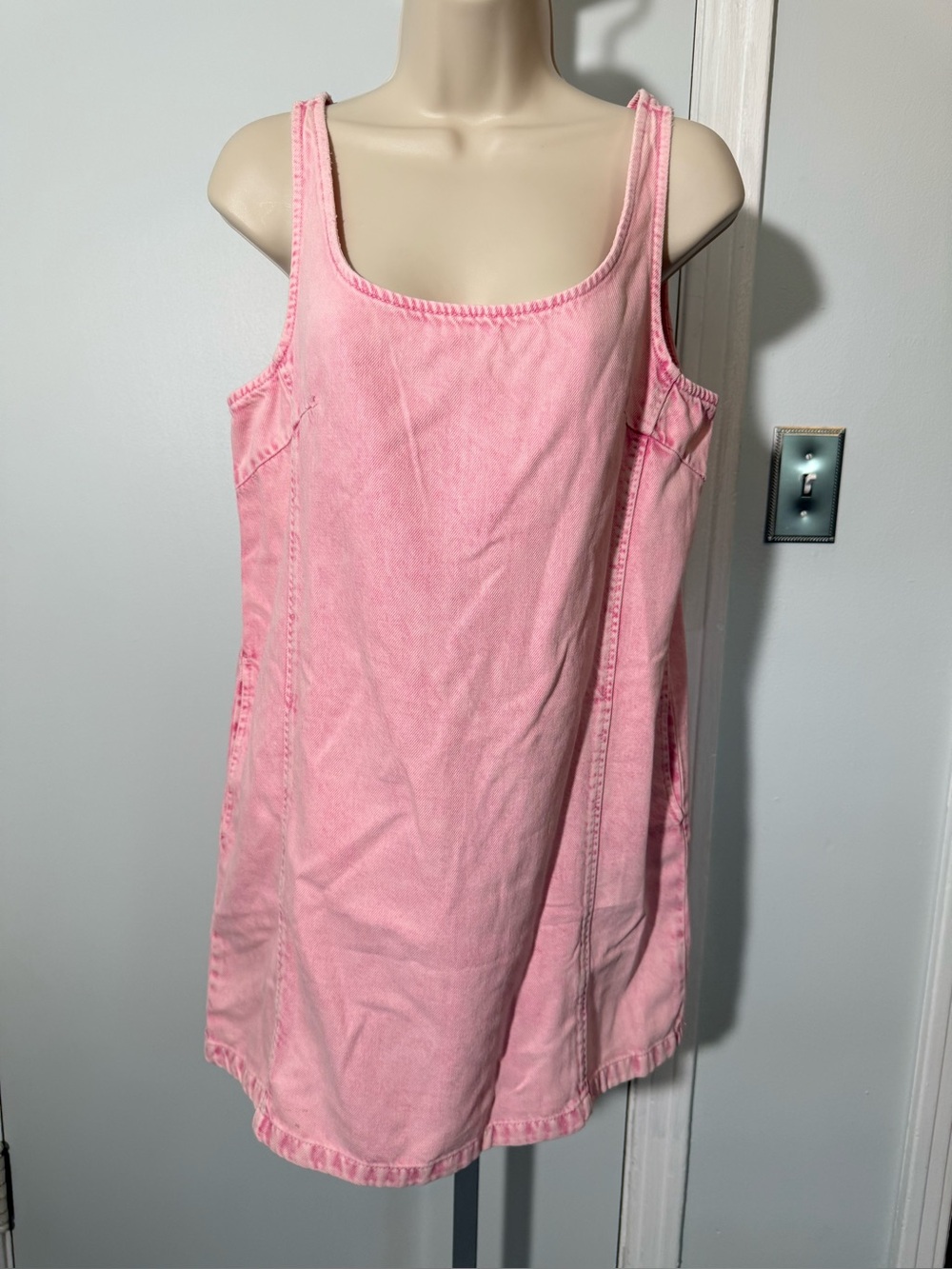 GAP Women's Pink Acid Wash Sleeveless Mini Shift Dress Size Petite Medium EUC